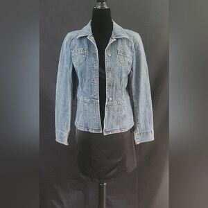 LOFT Stretch Denim Princess Peplum Jacket Size 4P
